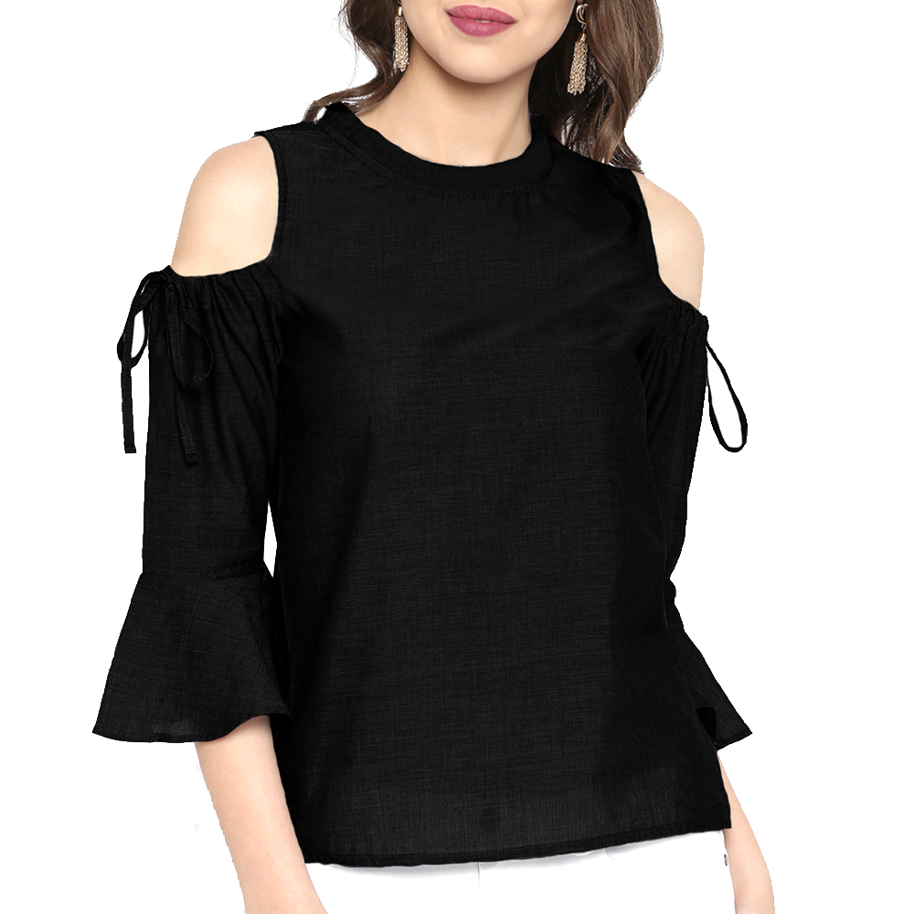 Black cold shoulder top