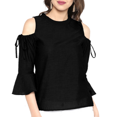 Black cold shoulder top